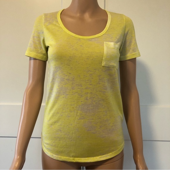 Decree Burnt Highlight Yellow Wide Neck Pocket Short Sleeves Tee T-Shirt XS - Picture 1 of 2